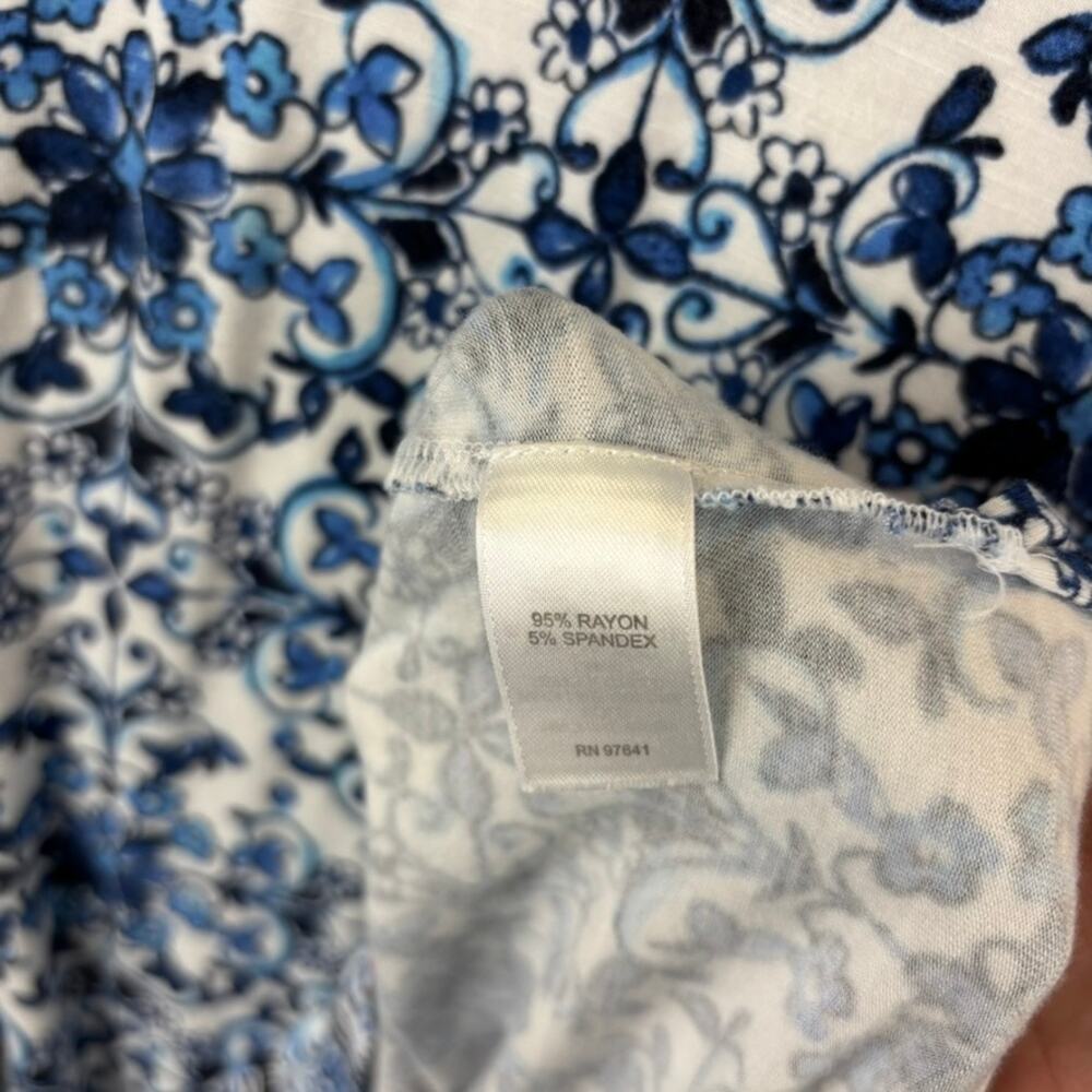 J Jill Dress Medium Beach Coastal Jersey Knit Midi Tile Print Stretch Comfort - Picture 7 of 13